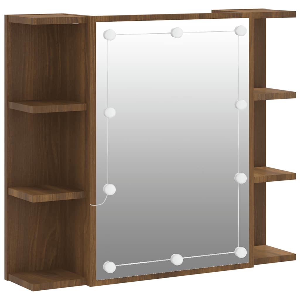 Maison Exclusive - Spiegelschrank Mit Led Braun Eichen-optik 70x1