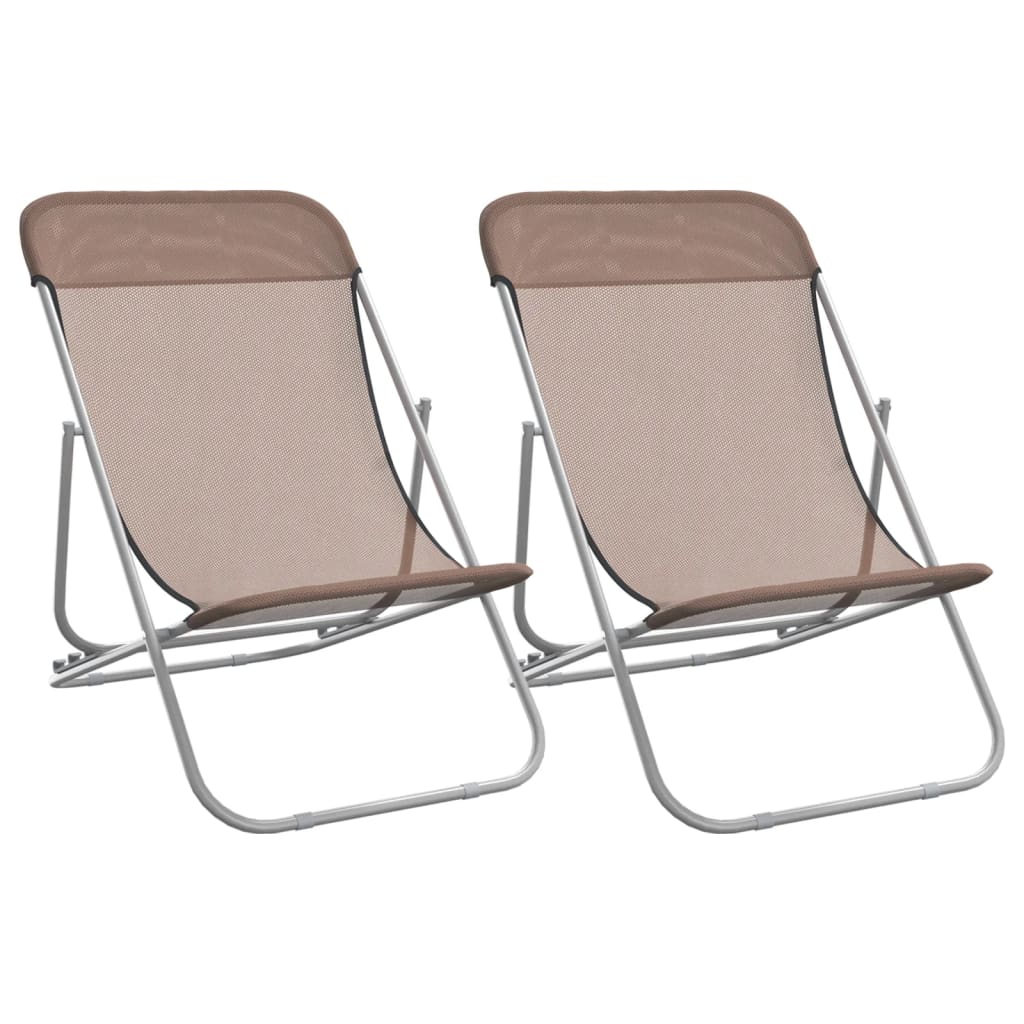 Maison Exclusive - Strandstühle 2 Stk. Braun Textilene & Pulverbe