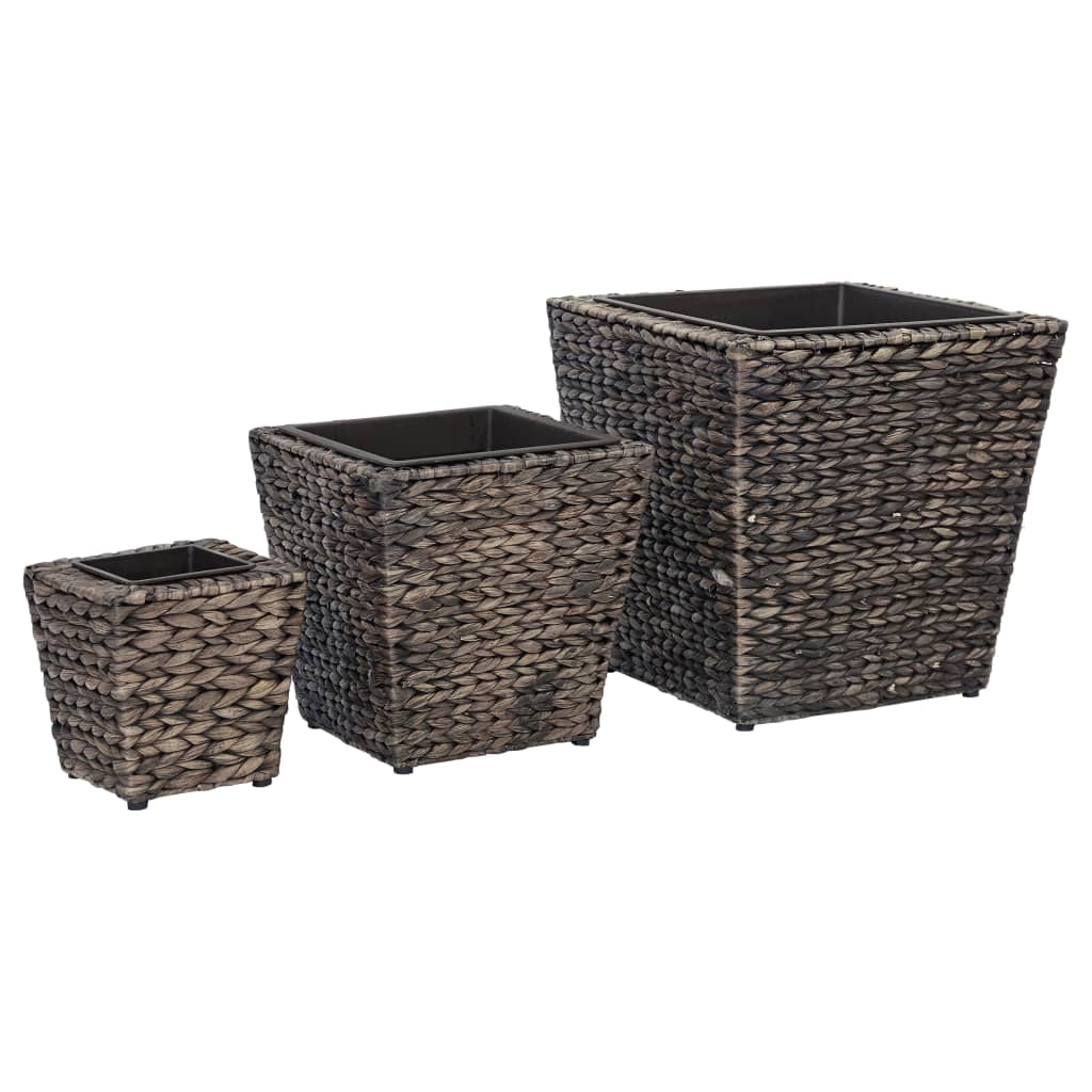 Maison Exclusive - Blumenkübel 3 Stk. Wasserhyazinthe Braun
