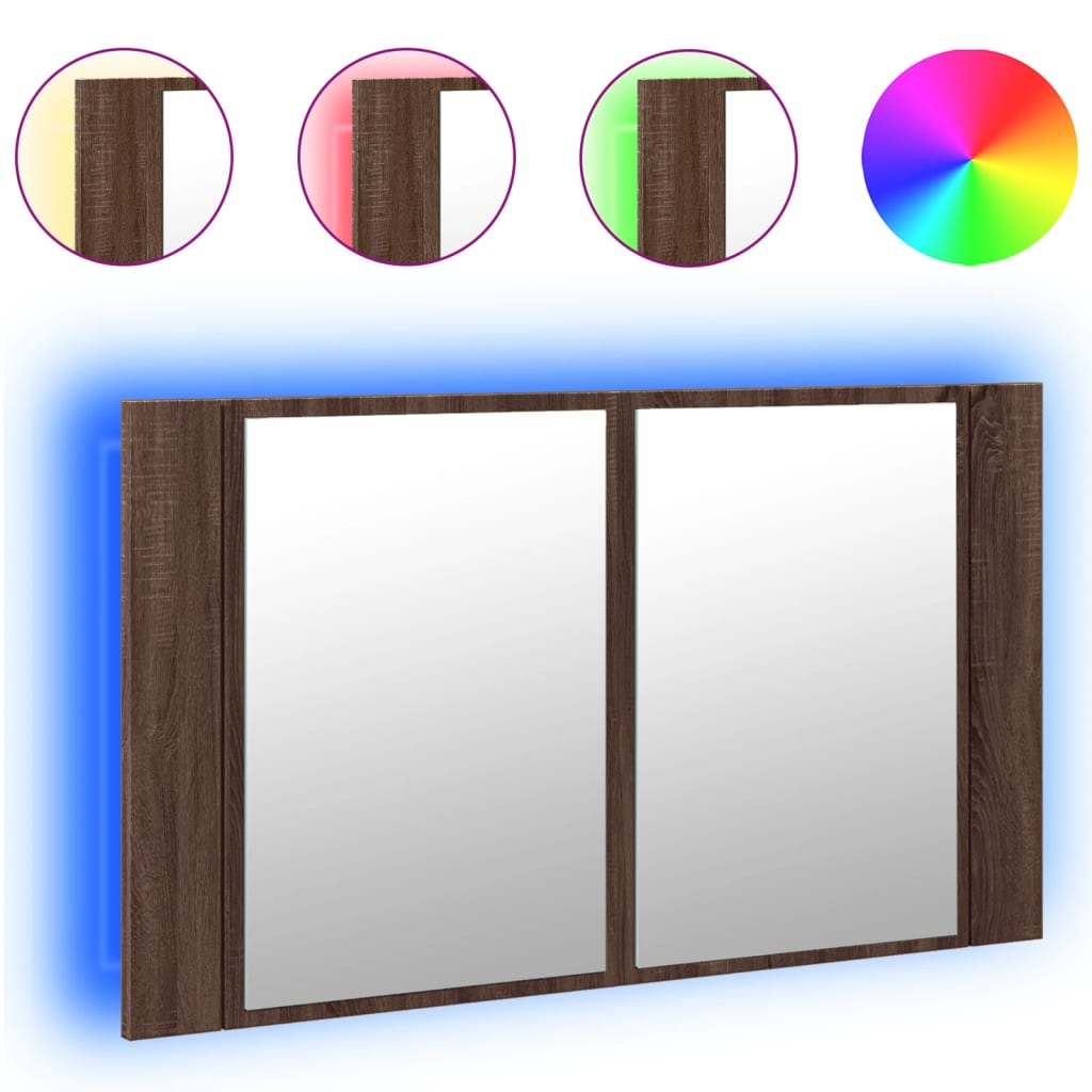 Maison Exclusive - Led-spiegelschrank Braun Eichen-optik 80x12x45