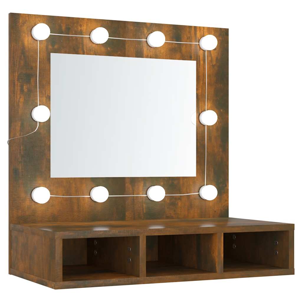 Maison Exclusive - Spiegelschrank Mit Led Räuchereiche 60x31,5x62