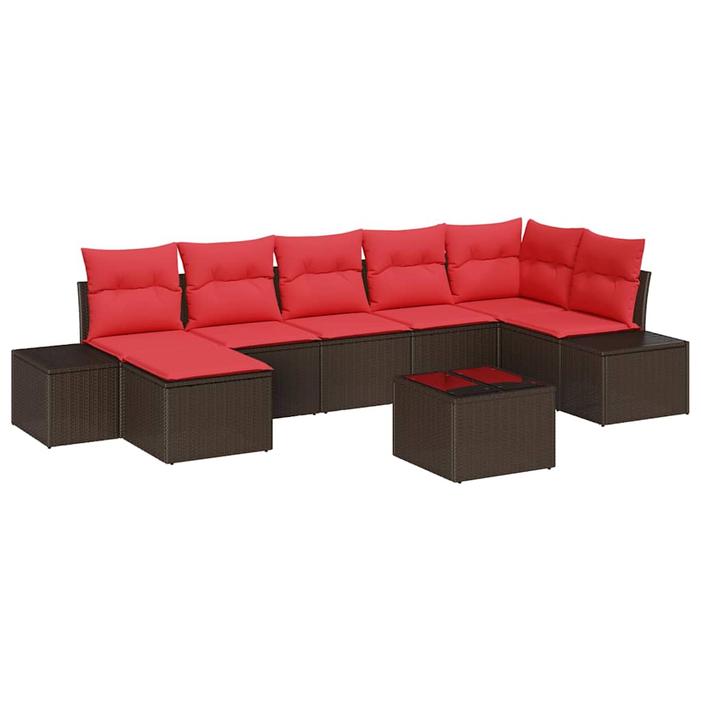 Maison Exclusive - Garten-sofa-set 7 Stk. Braun Und Rot Poly-ratt