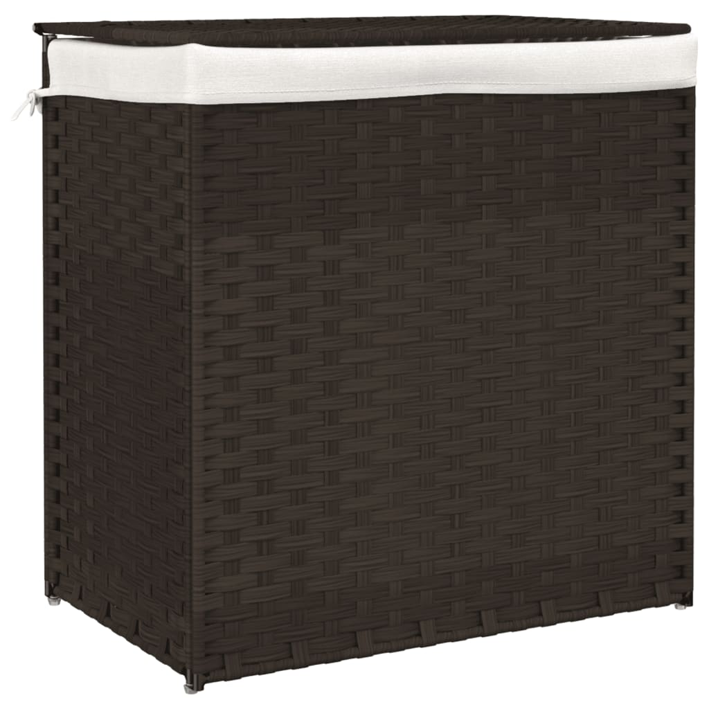 Maison Exclusive - Wäschekorb Mit 2 Fächern Dunkelbraun 53x35x57