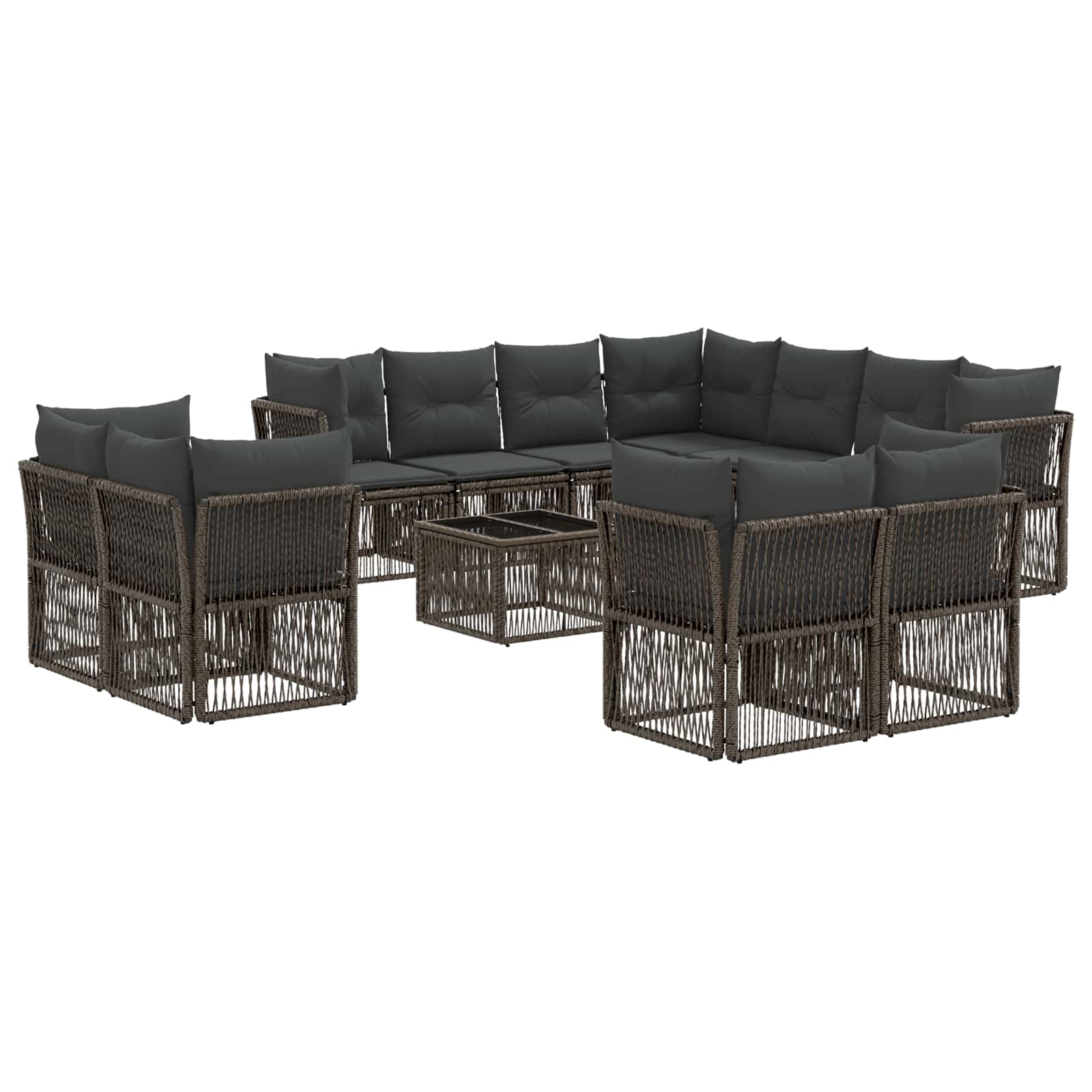 Maison Exclusive - Gartensofa-set 12 Stk. Grau Poly-rattan