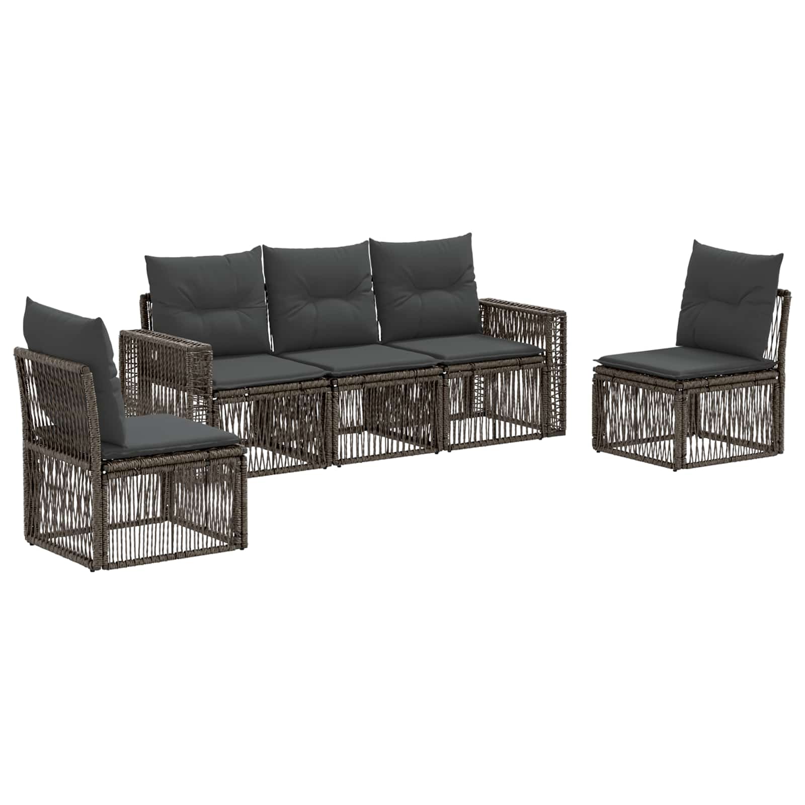 Maison Exclusive - Gartensofa-set 5 Stk. Grau Und Dunkelgrau Poly