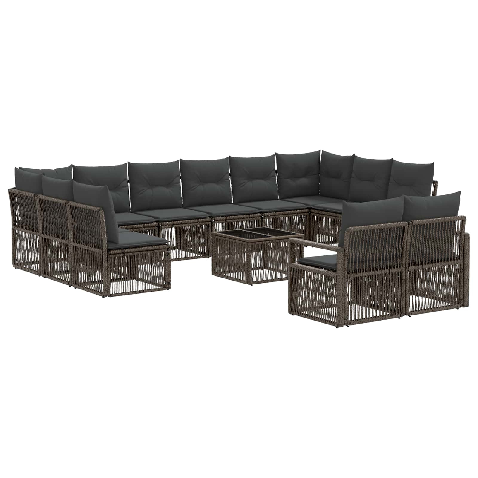 Maison Exclusive - Gartensofa-set 13 Stk. Grau Poly-rattan