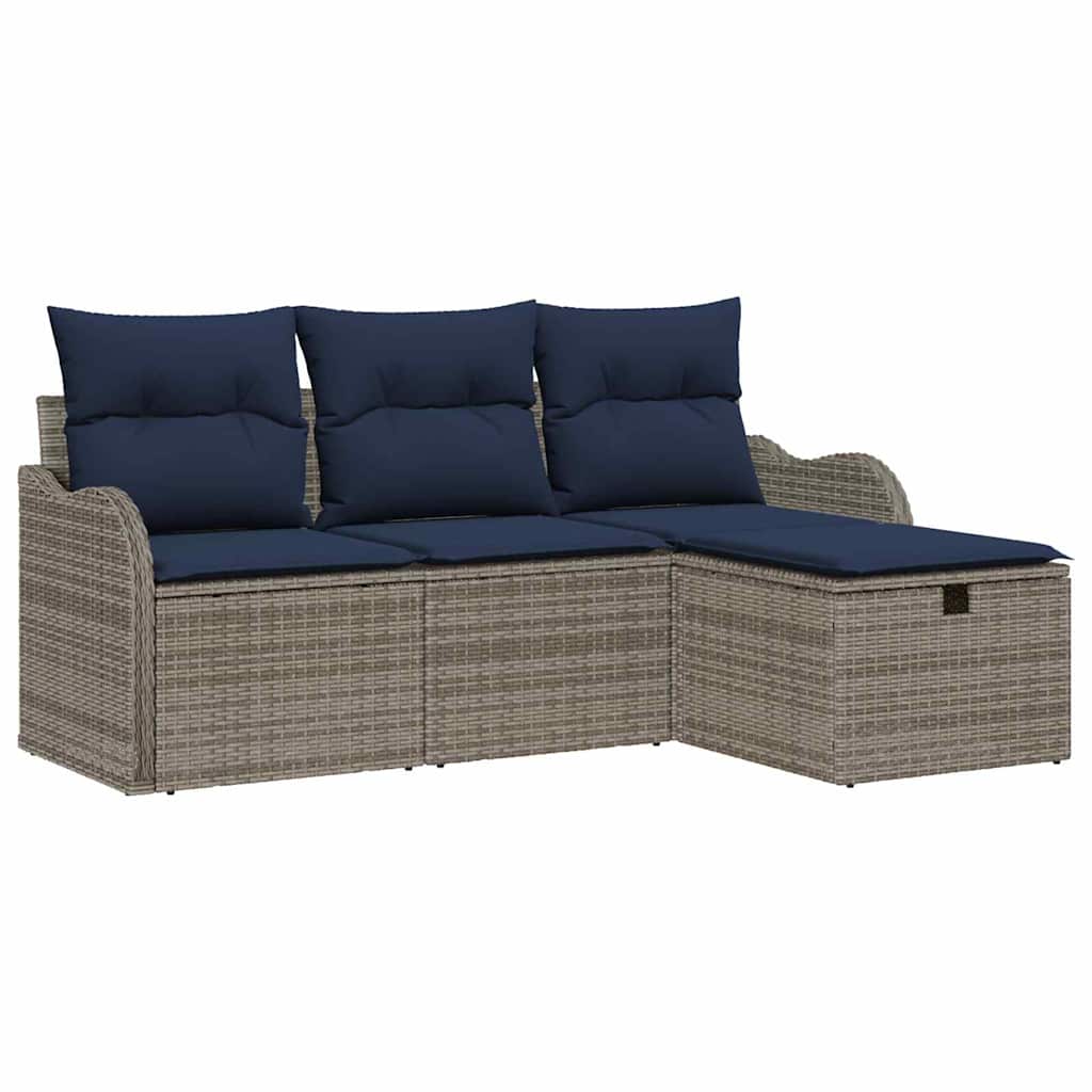 Maison Exclusive - Gartensofa-set 4 Stk. 3-sitzanzahl Grau Und Ma