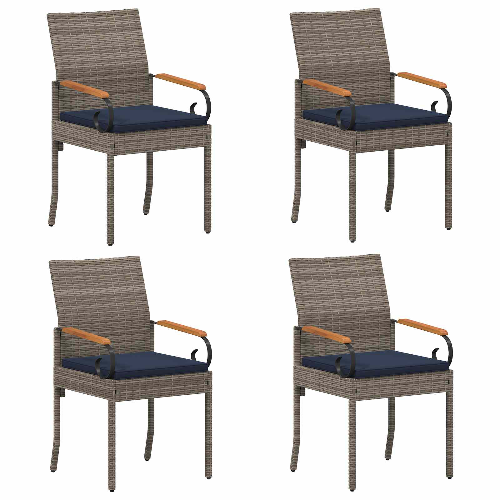Maison Exclusive - Gartenstühle 4 Stk. Grau Und Marineblau Poly-r
