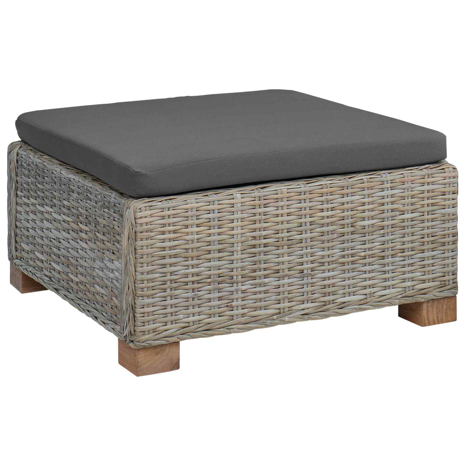 Maison Exclusive - Hocker Mit Kissen Gendt Naturrattan Kubu Grau