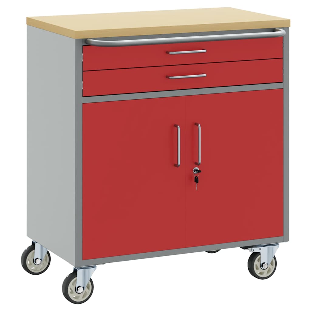 Maison Exclusive - Trolley Rolling Workbench Mit Rad Rot Und Grau
