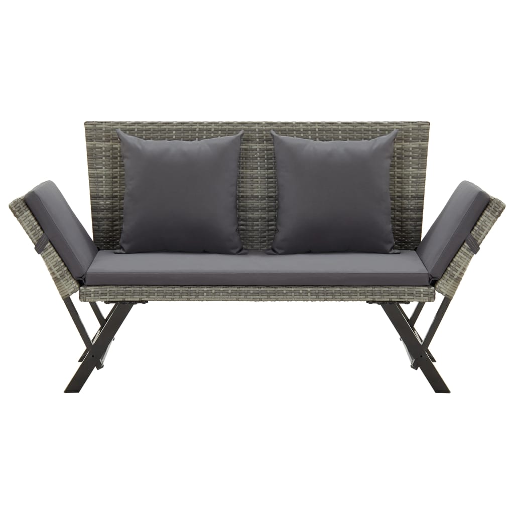 Maison Exclusive - Gartenbank Mit Auflagen 176 Cm Grau Poly Ratta