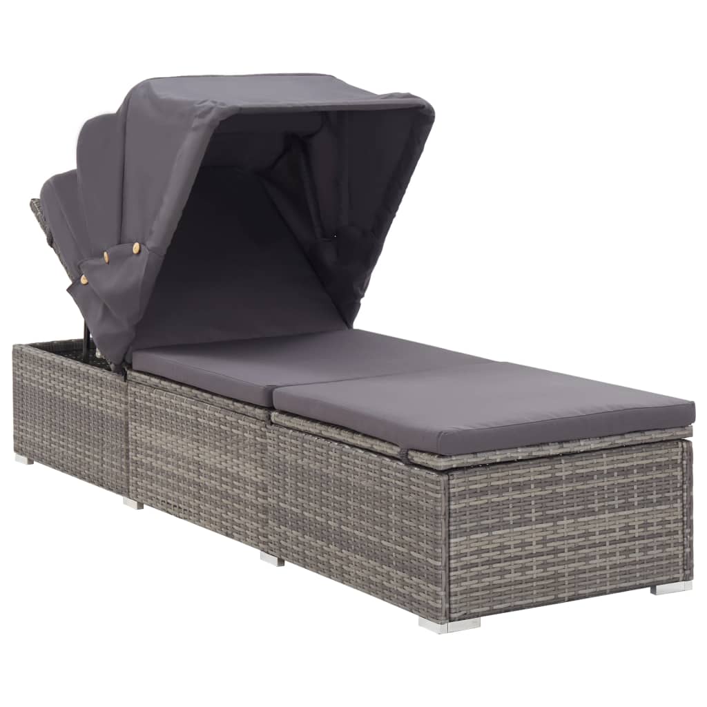 Maison Exclusive - Sonnenliege Mit Sonnenschutz Und Auflagen Poly