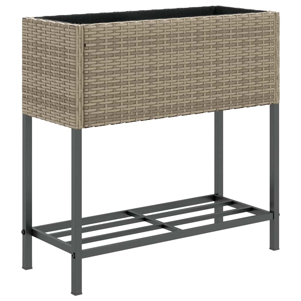 Maison Exclusive - Pflanzkübel Mit Ablage Grau Poly Rattan