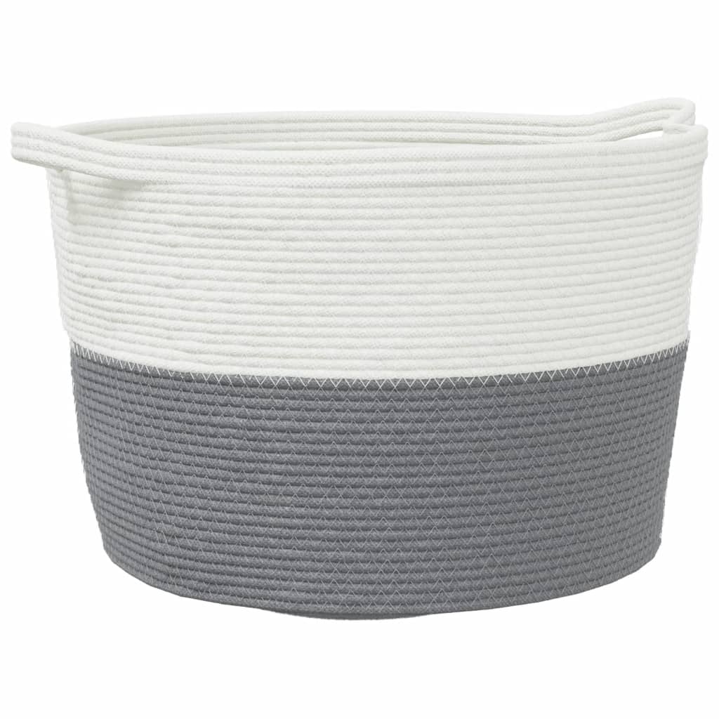 Maison Exclusive - Wäschekorb Grau Und Weiß Ø60x36 Cm Baumwolle