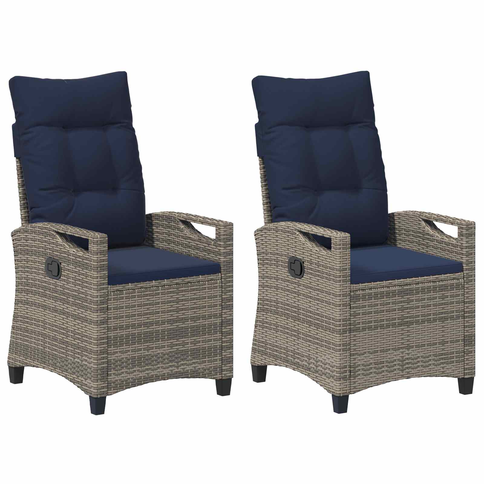 Maison Exclusive - Gartenstuhl 2 Stk. Grau Und Marineblau Stahl U