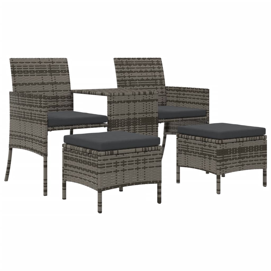 Maison Exclusive - 2-sitzer-gartensofa Mit Teetisch Und Hocker Po
