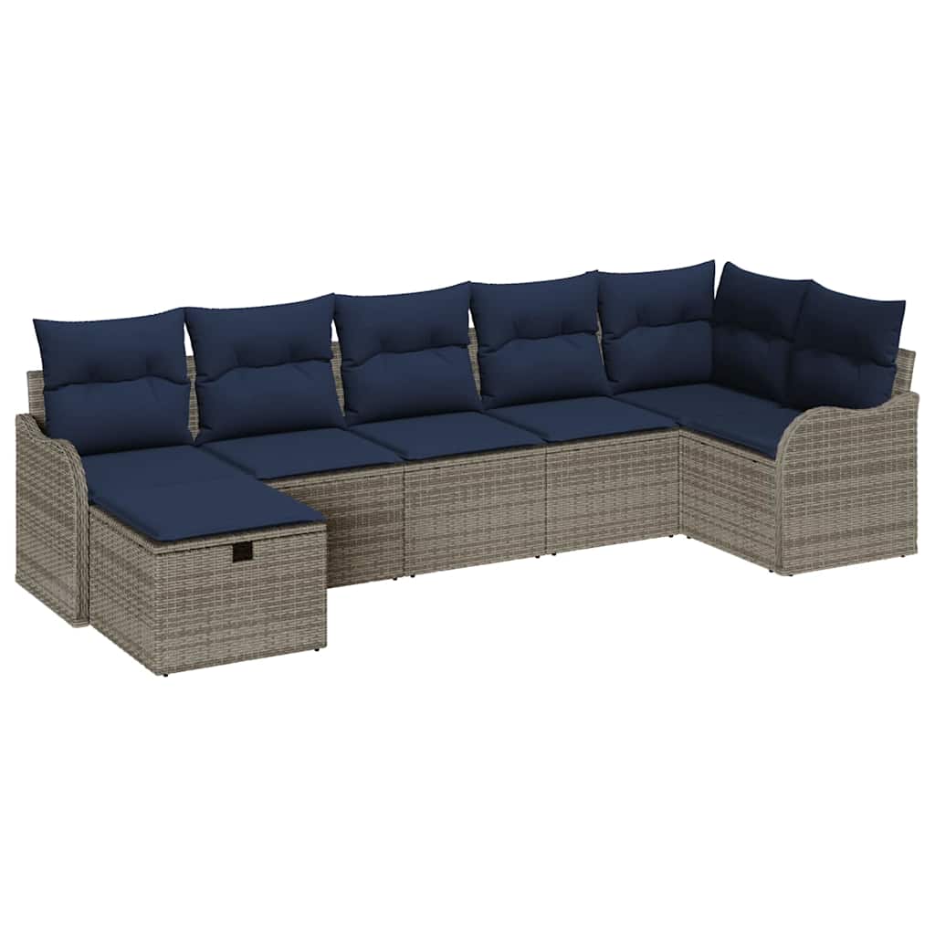 Maison Exclusive - Sofa Set Mit Kissen Grau Und Marineblau Poly-r