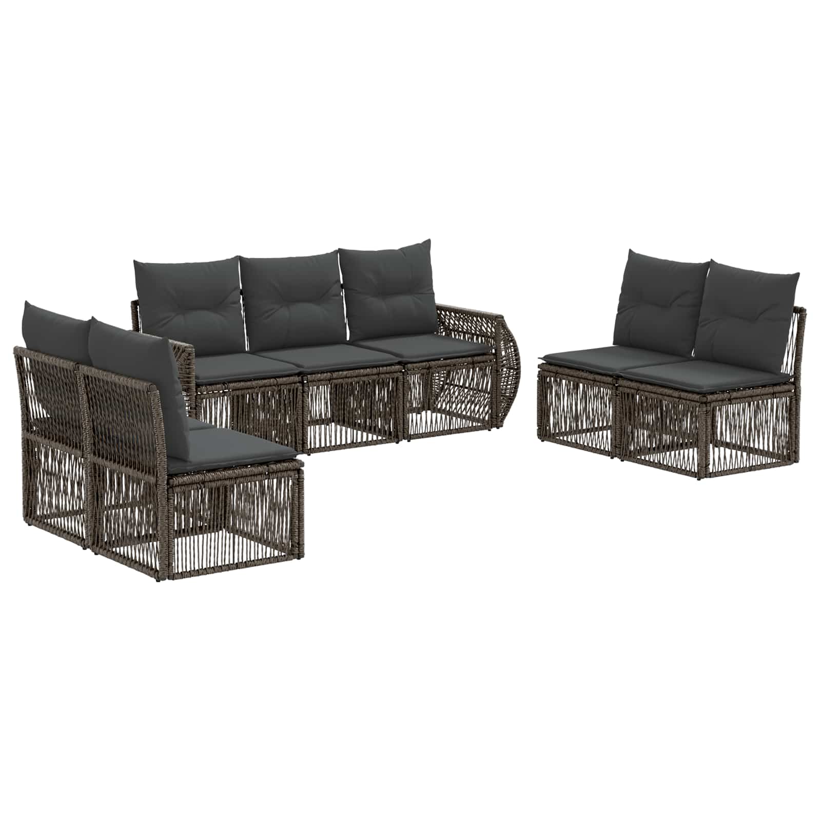Maison Exclusive - Gartensofa-set 7 Stk. Grau Und Dunkelgrau Poly