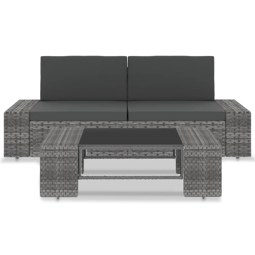 Maison Exclusive - 3-tlg. Garten-lounge-set Poly Rattan Grau
