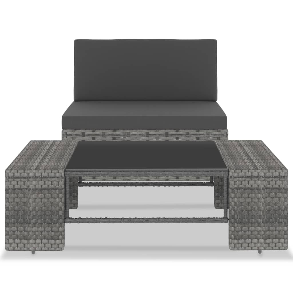 Maison Exclusive - 2-tlg. Garten-lounge-set Poly Rattan Grau