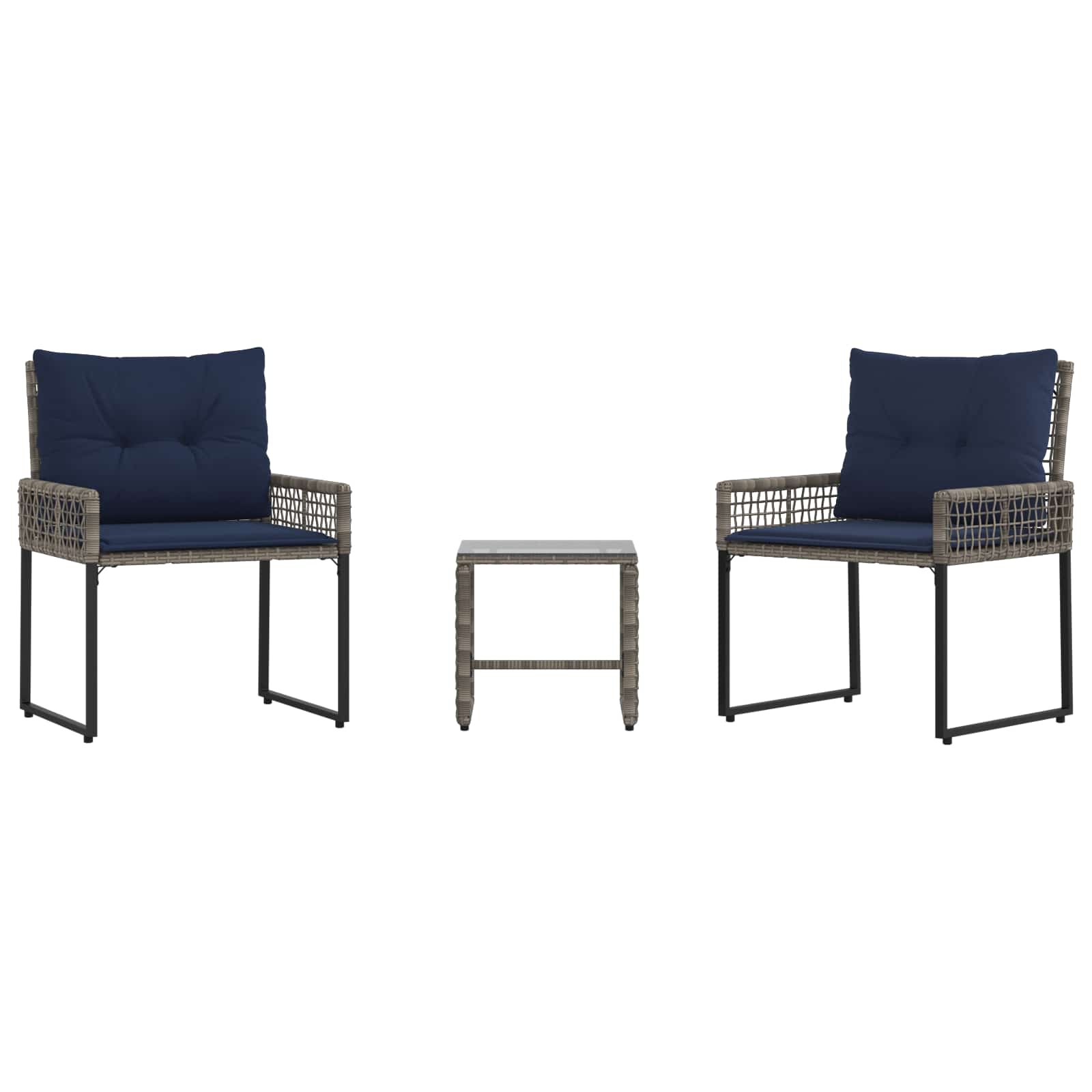 Maison Exclusive - Gartenmöbel-set 3 Stk. Grau Und Marineblau