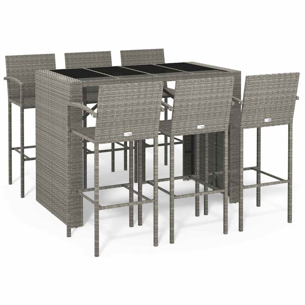 Maison Exclusive - 7-tlg. Gartenbar-set Grau Poly Rattan