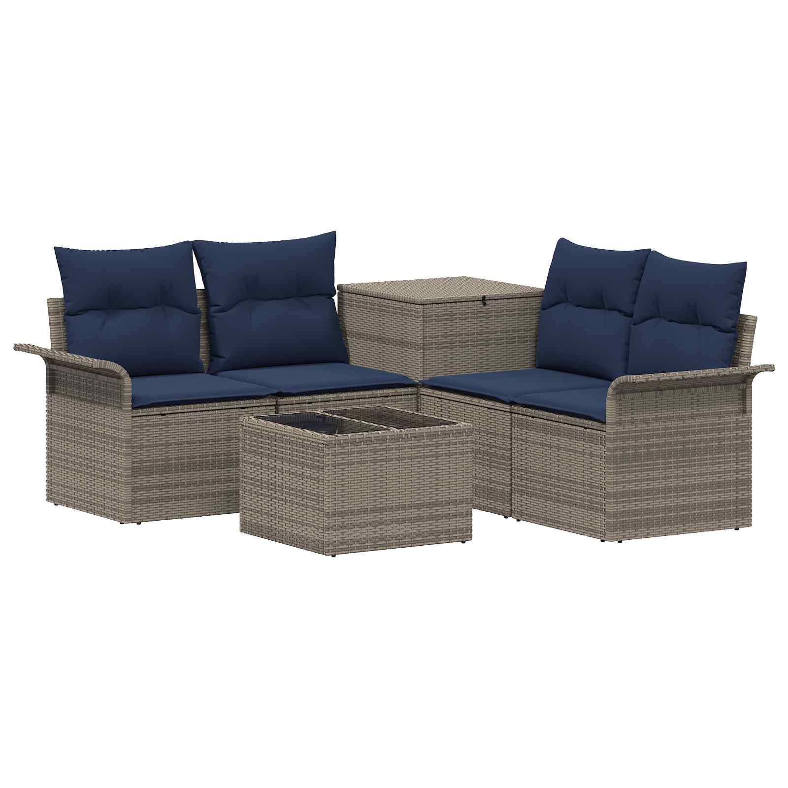Maison Exclusive - Sofa Set 6 Stk. 4-sitzanzahl Grau Und Marinebl