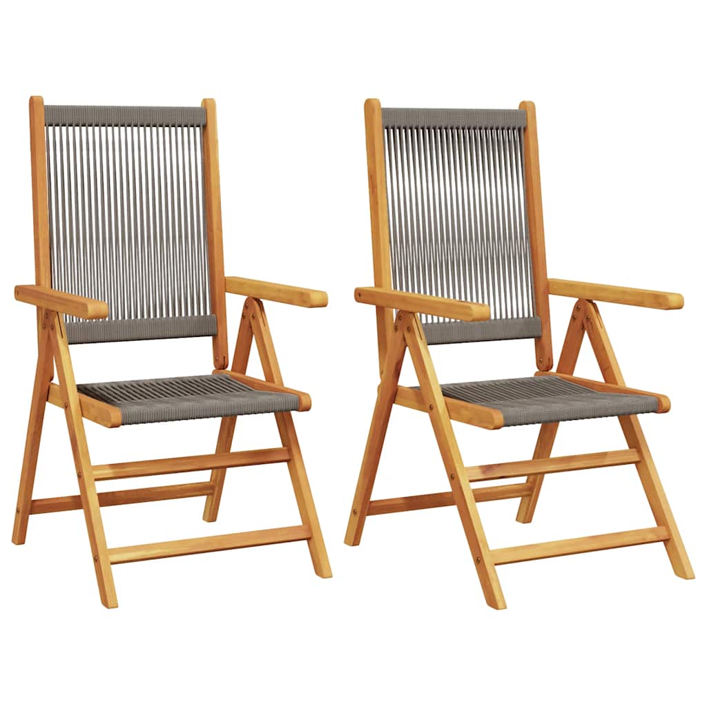 Maison Exclusive - Klappstühle, 2 Stück, Grau, Massivholz Akazie