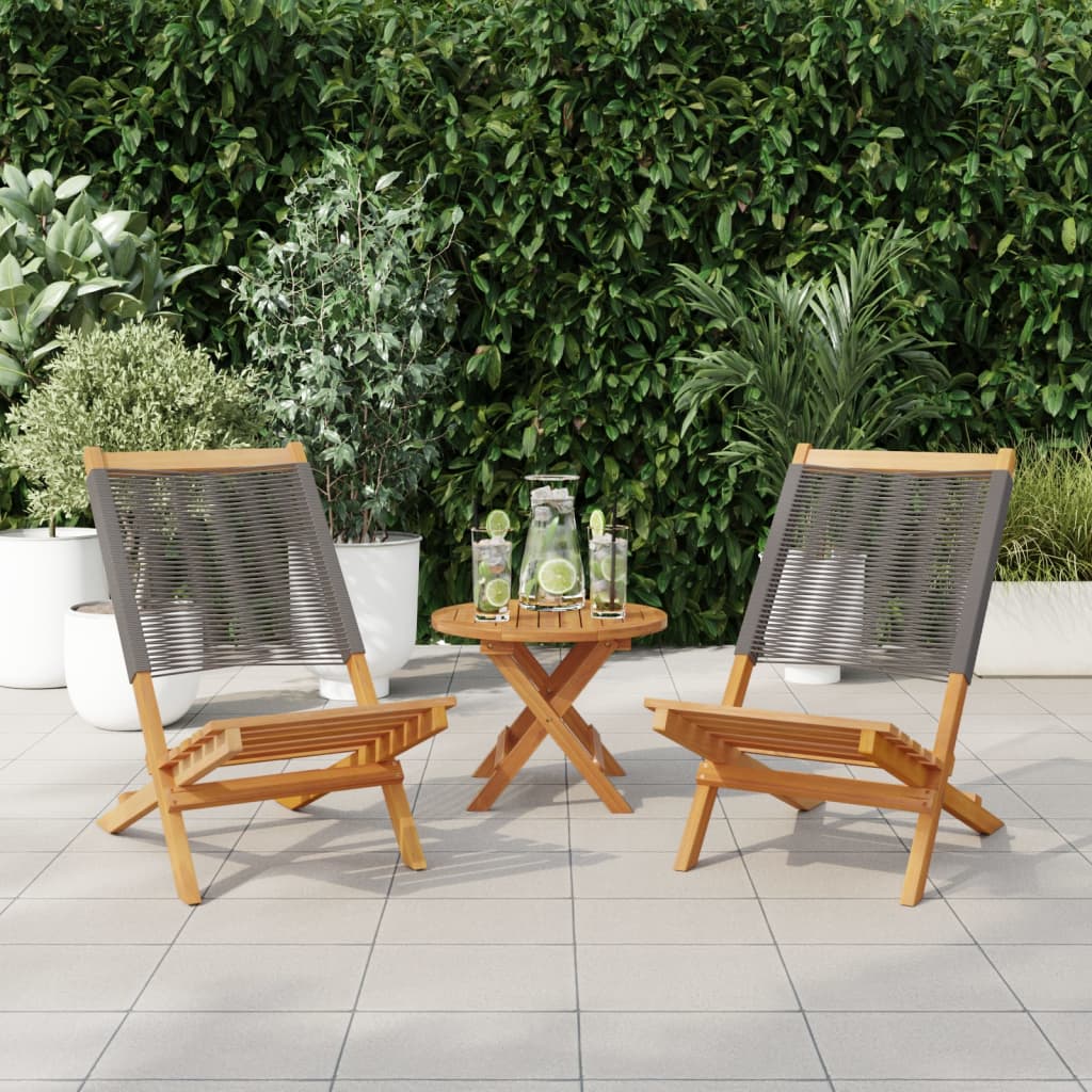 Maison Exclusive - Gartenstühle 2 Stk. Grau Massivholz Akazie Und