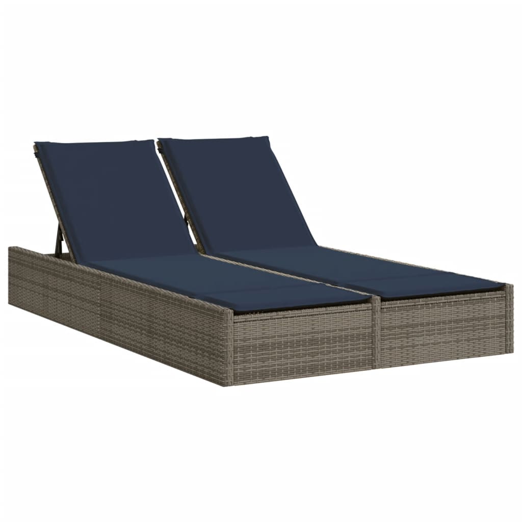Maison Exclusive - Doppelte Sonnenliege Mit Kissen Grau Poly Ratt