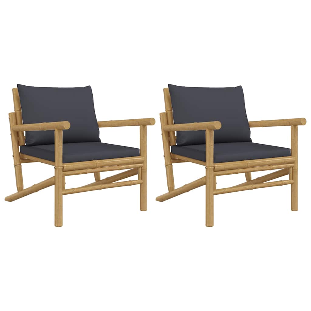 Maison Exclusive - Gartenstühle 2 Stk. Mit Dunkelgrauen Kissen Ba
