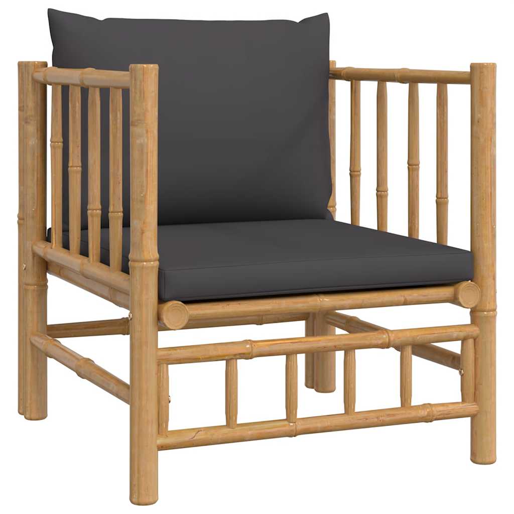 Maison Exclusive - Gartensessel Mit Dunkelgrauen Kissen Bambus