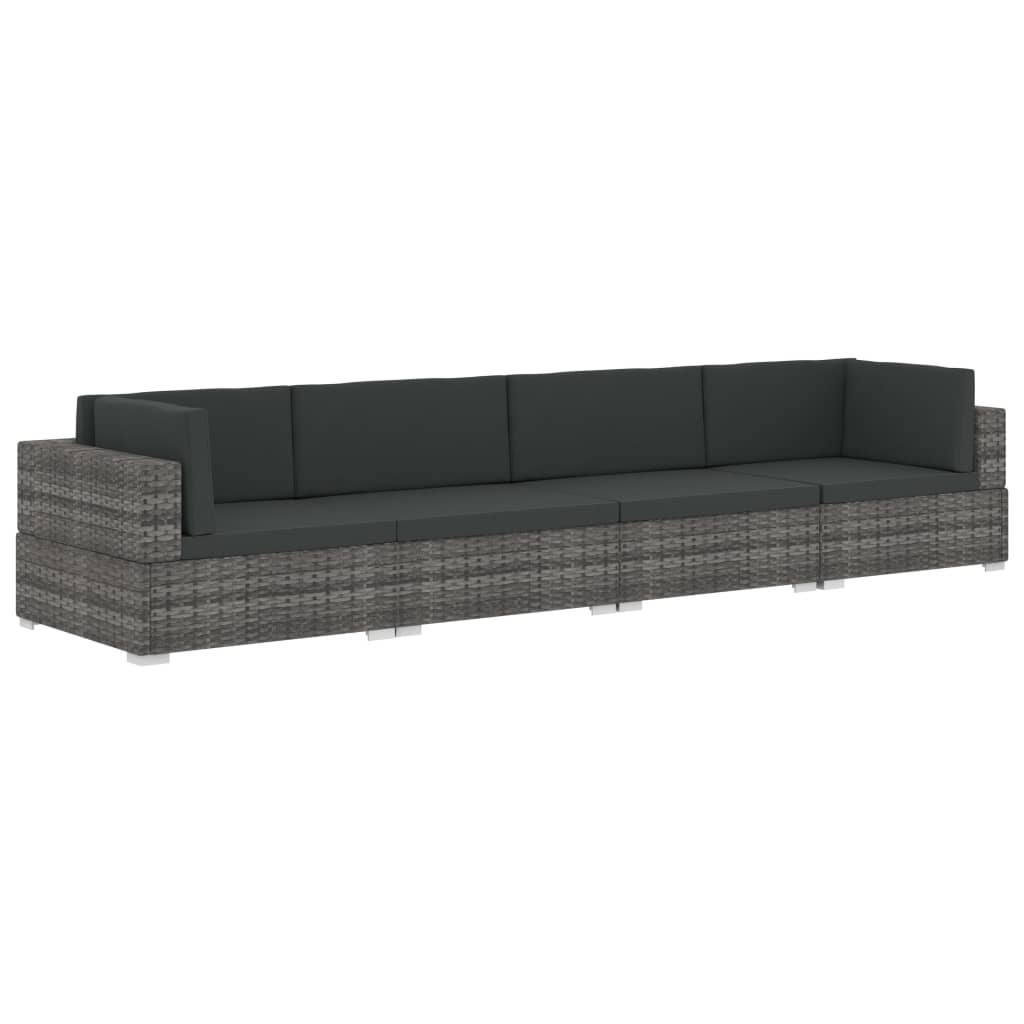 Maison Exclusive - 4-tlg. Gartensofa-set Mit Kissen Poly Rattan G
