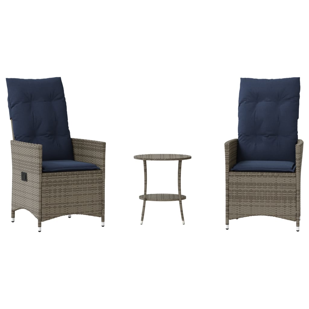 Maison Exclusive - 3-teiliges Bistro-set Mit Kissen Grau Poly Rat