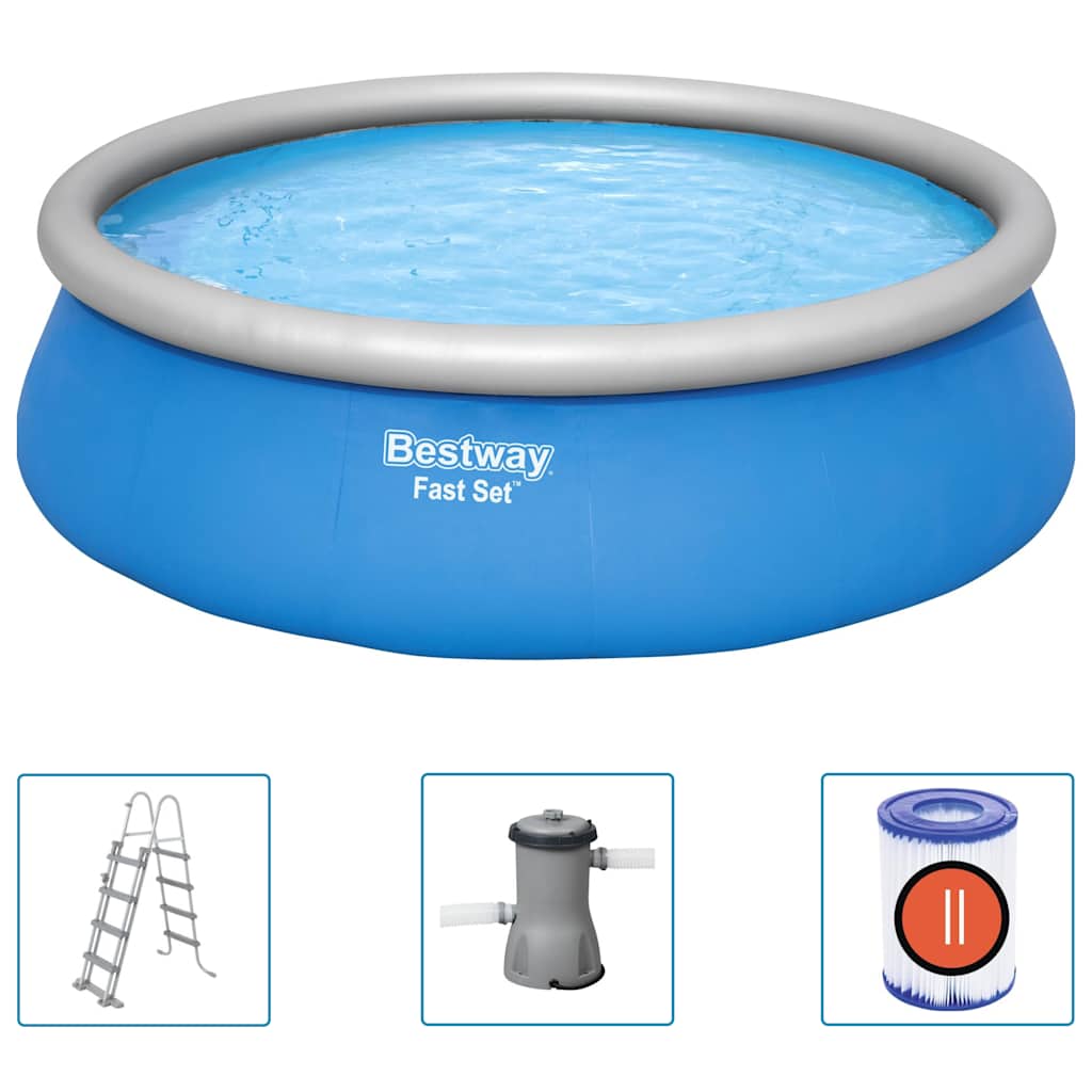Maison Exclusive - Fast Set Aufblasbarer Swimmingpool Rund 457x12
