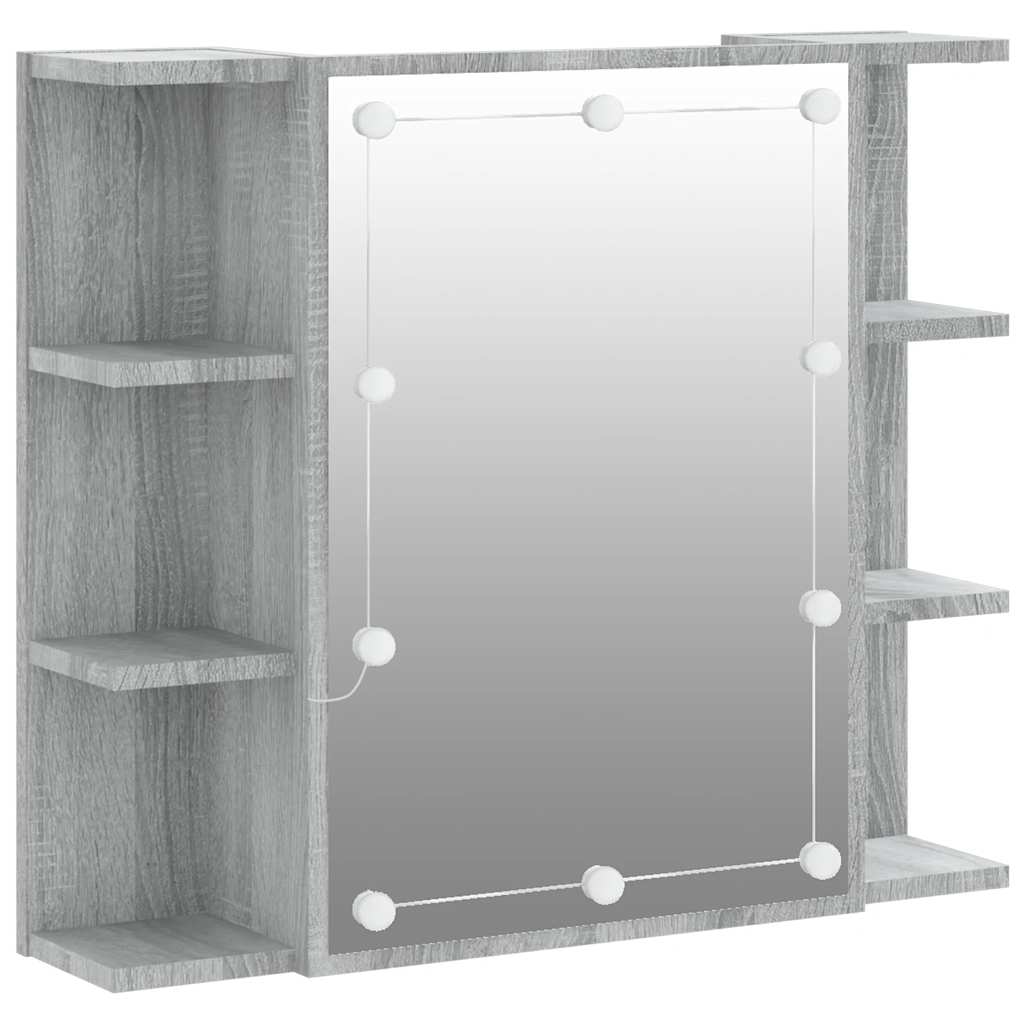 Maison Exclusive - Spiegelschrank Mit Led Grau Sonoma 70x16,5x60