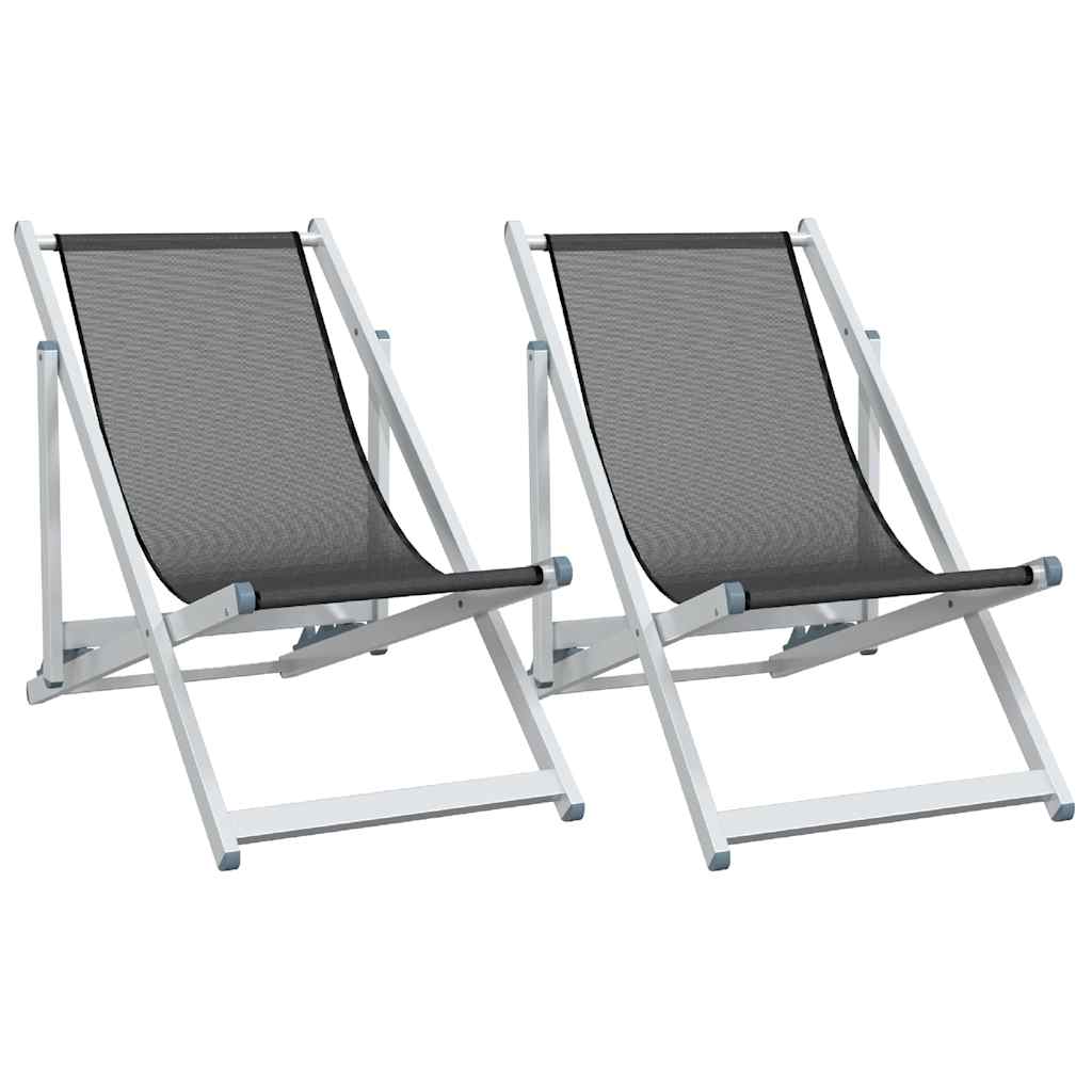 Maison Exclusive - Klappstühle, 2 Stück, Graues Aluminium Und Tex
