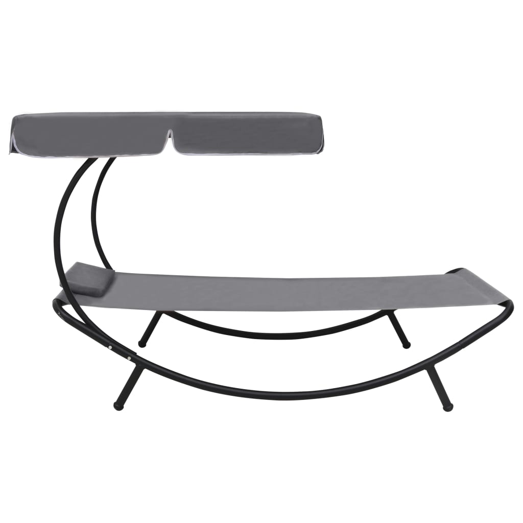 Maison Exclusive - Sonnenliege Mit Sonnendach & Kissen Grau