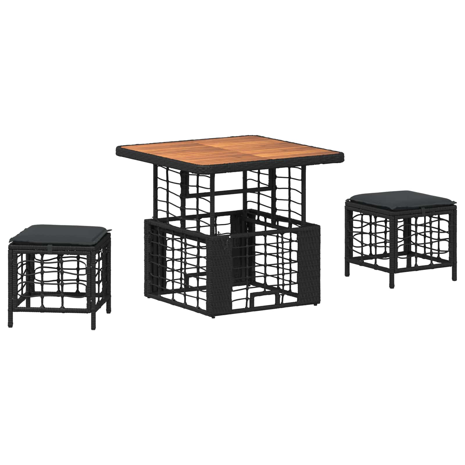 Maison Exclusive - Garten Essgruppe 3 Stk. Schwarz Und Grau