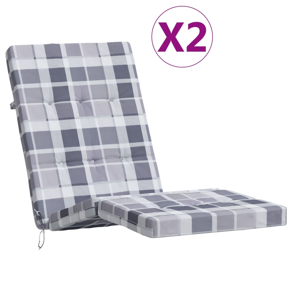 Maison Exclusive - Liegestuhl-auflagen 2 Stk. Grau Karomuster Oxf