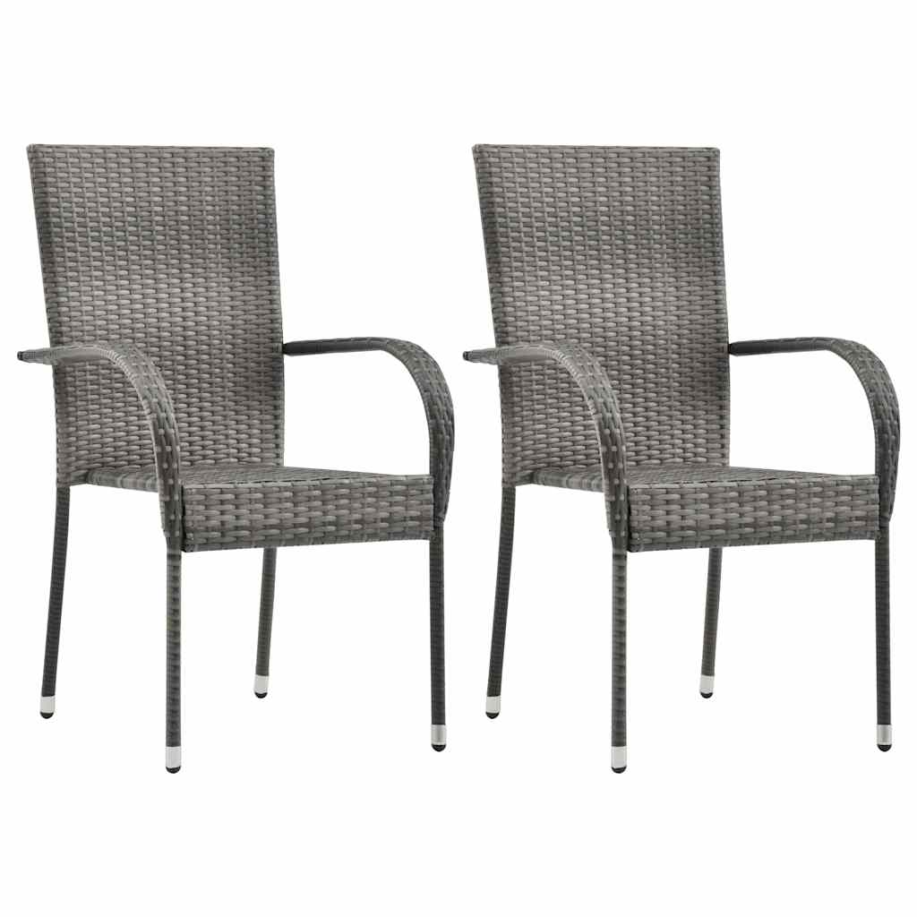 Maison Exclusive - Gartenstühle Stapelbar 2 Stk. Grau Poly Rattan