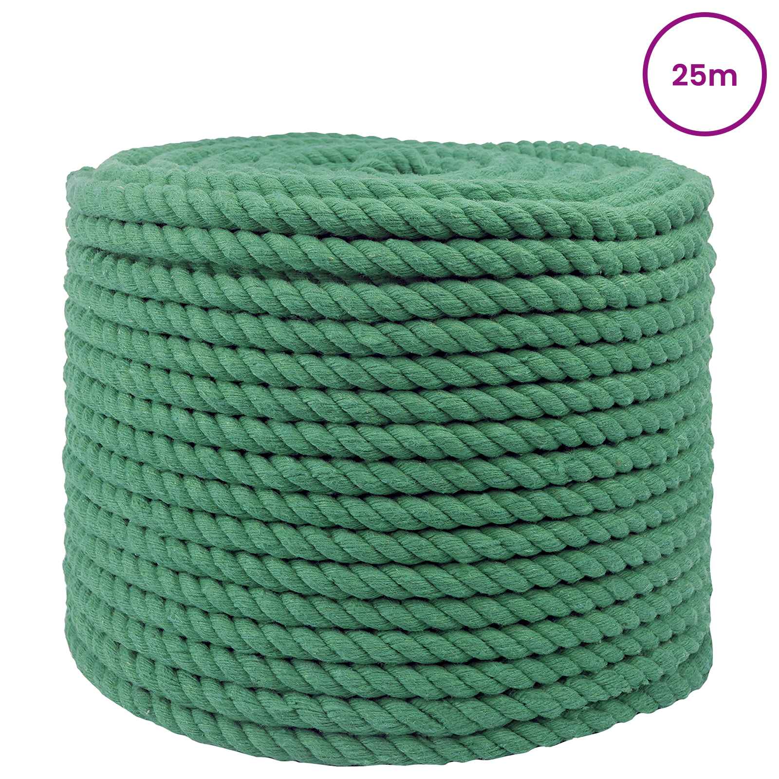 Maison Exclusive - Baumwollseil 14 Mm 25 M Grün 100% Baumwolle