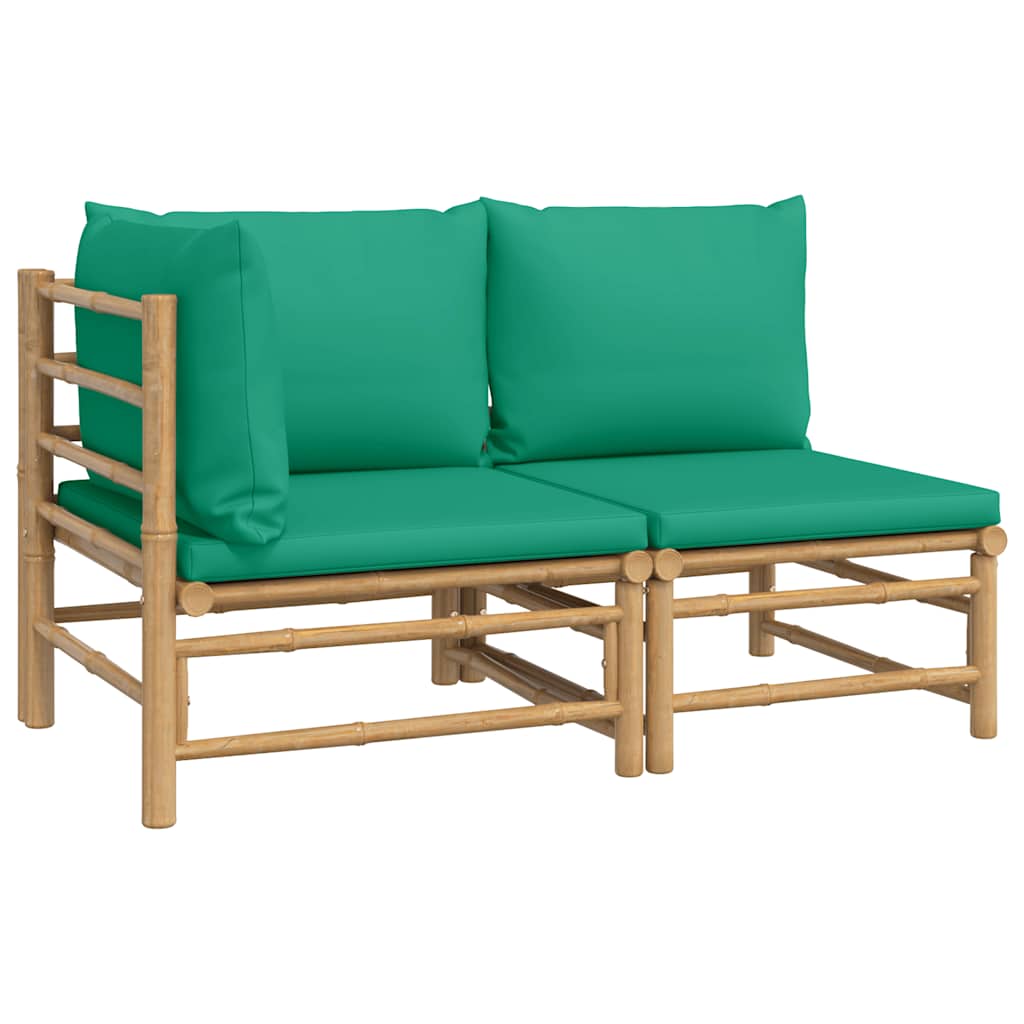 Maison Exclusive - 2-tlg. Garten-lounge-set Mit Grünen Kissen Bam