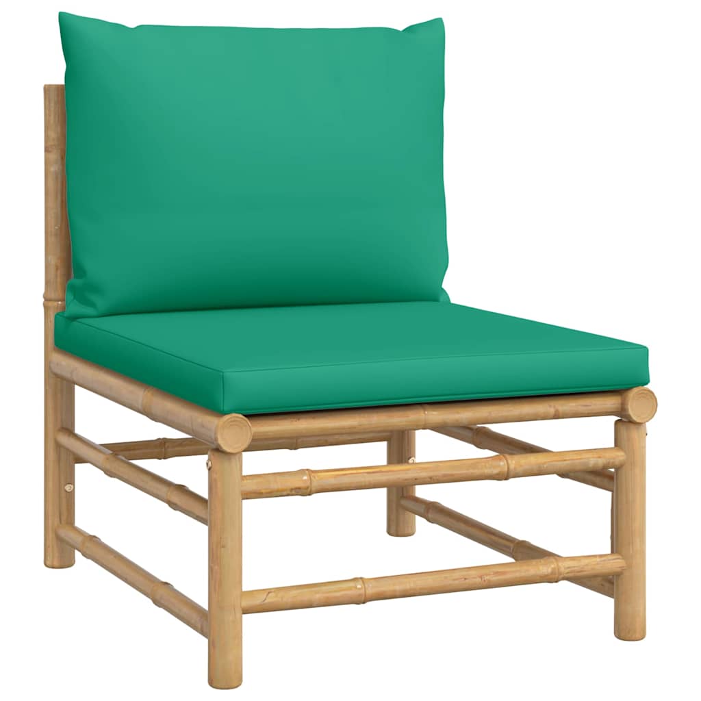 Maison Exclusive - Garten-mittelsofa Mit Grünen Kissen Bambus