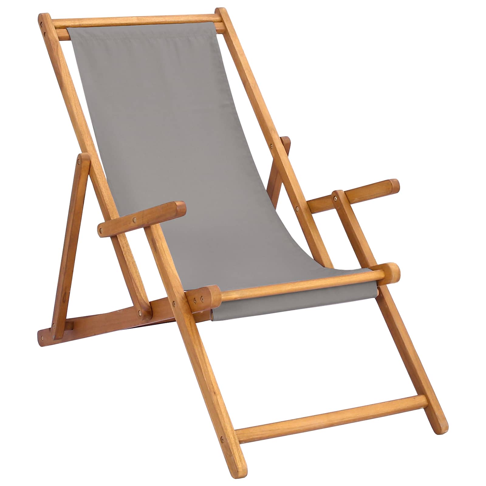 Maison Exclusive - Liegestuhl Hellgrau Massivholz Teak