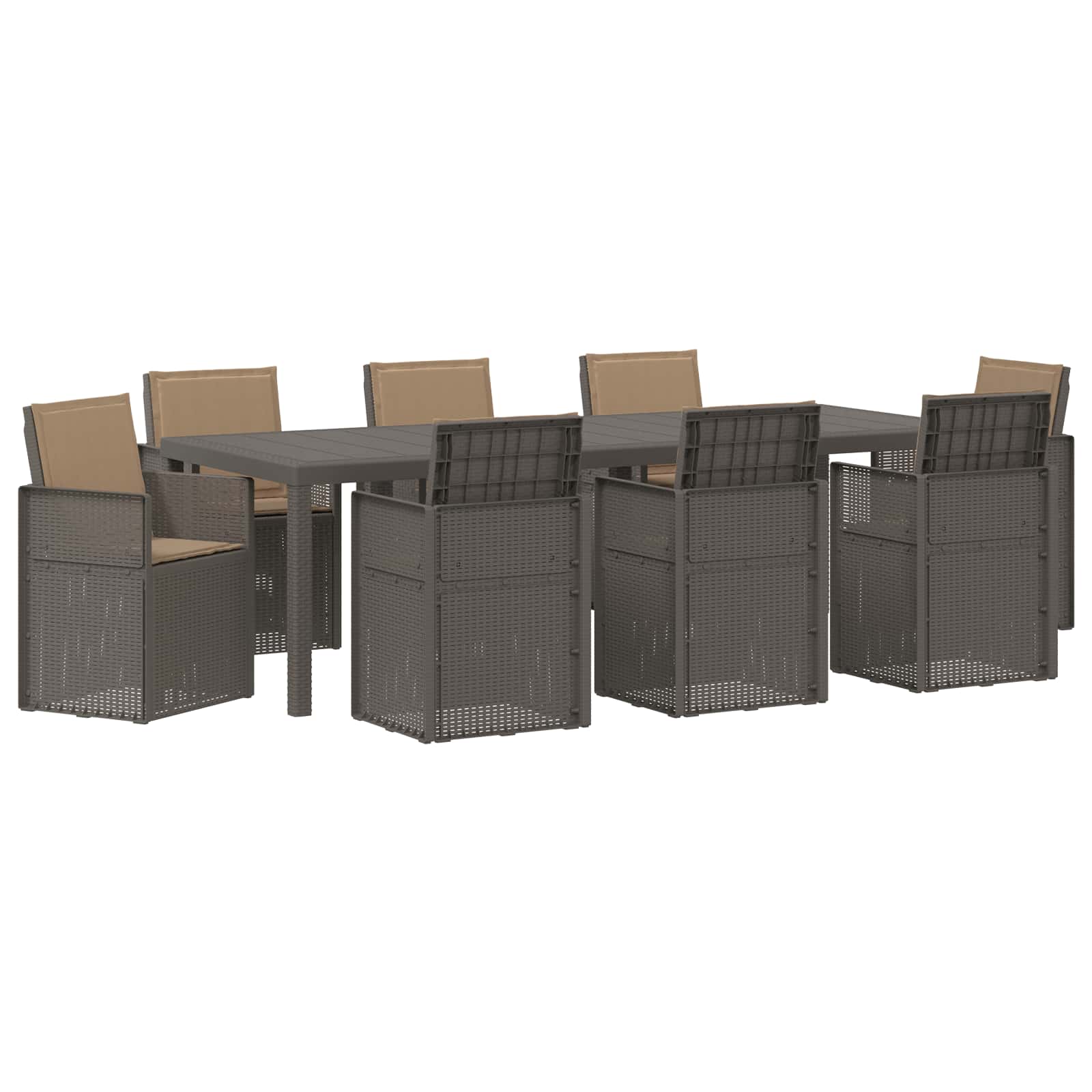 Maison Exclusive - Garten Essgruppe 9 Stk. Hellgrau Und Taupe Pp