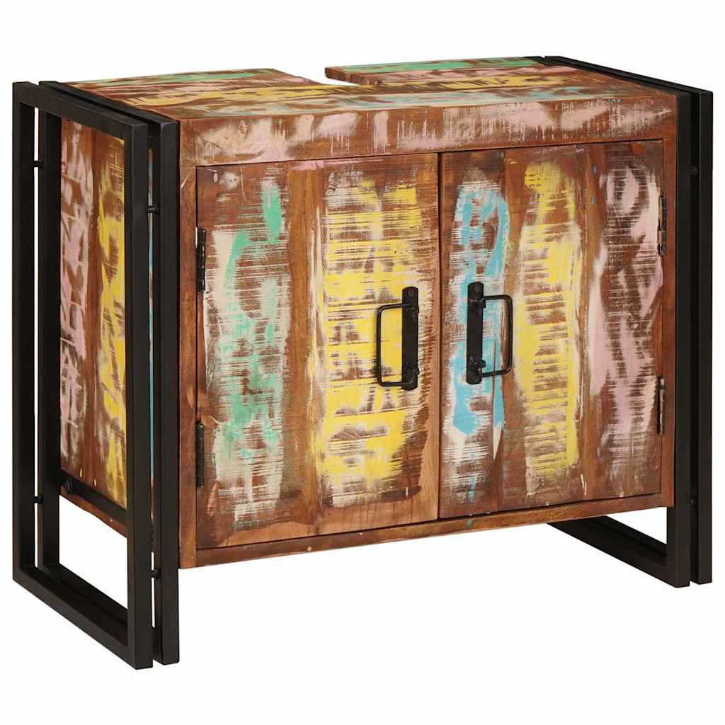 Maison Exclusive - Waschbeckenunterschrank Mehrfarbig Massives Up