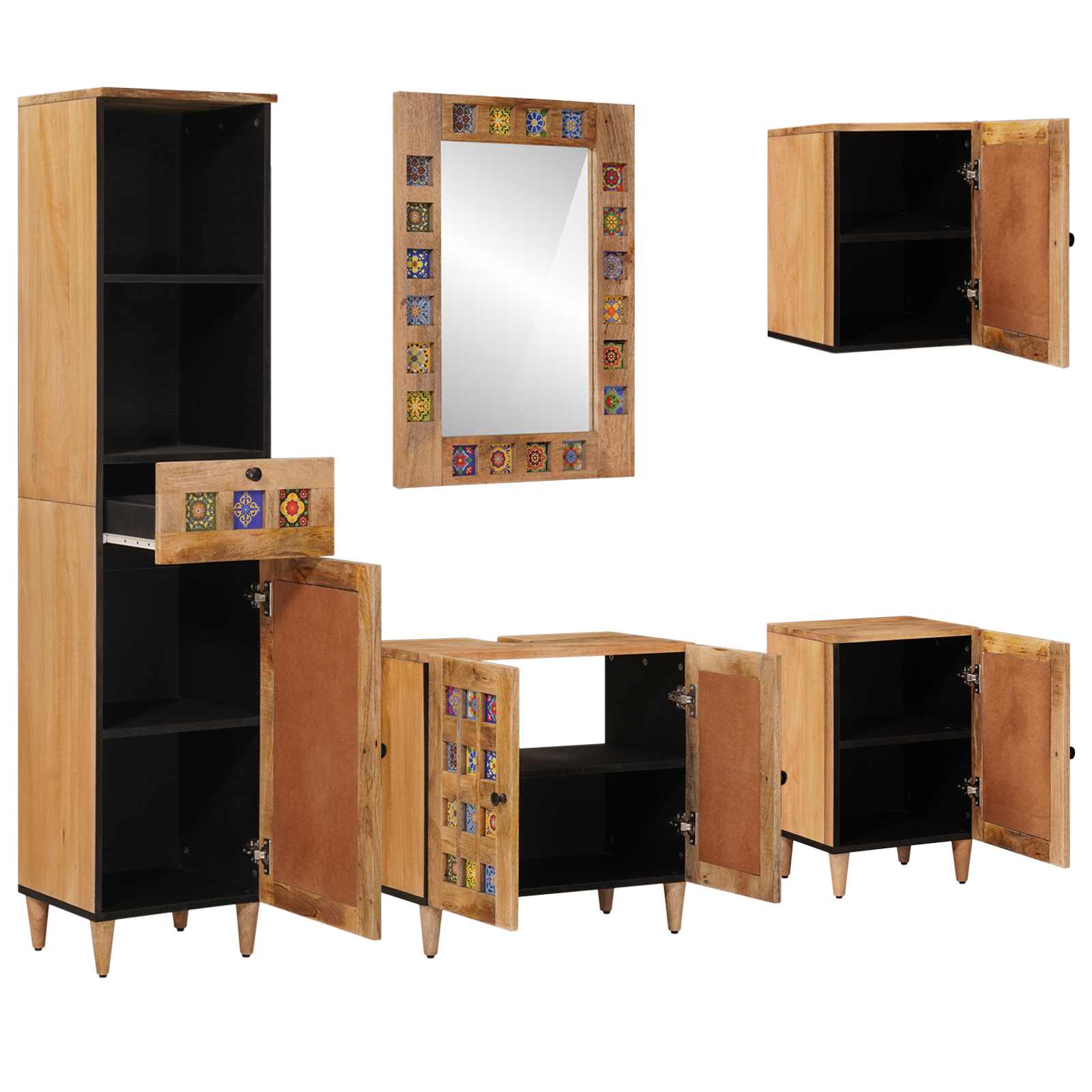 Maison Exclusive - Badezimmermöbel-set 5 Stk. Natur Massivholz Ma