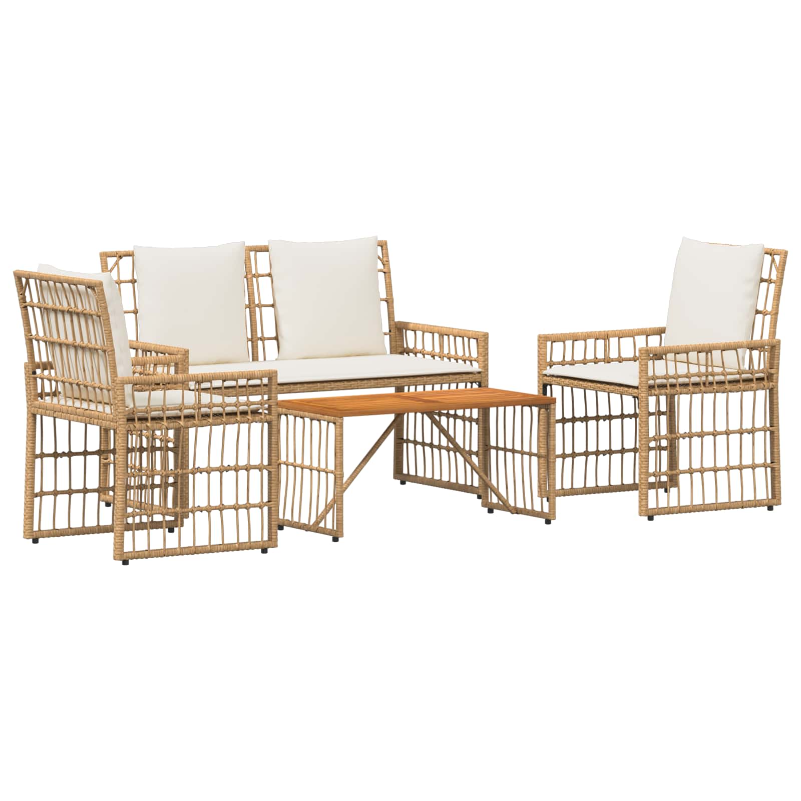 Maison Exclusive - Gartenmöbel Set 4 Stk. Natürlich Und Cremweiß