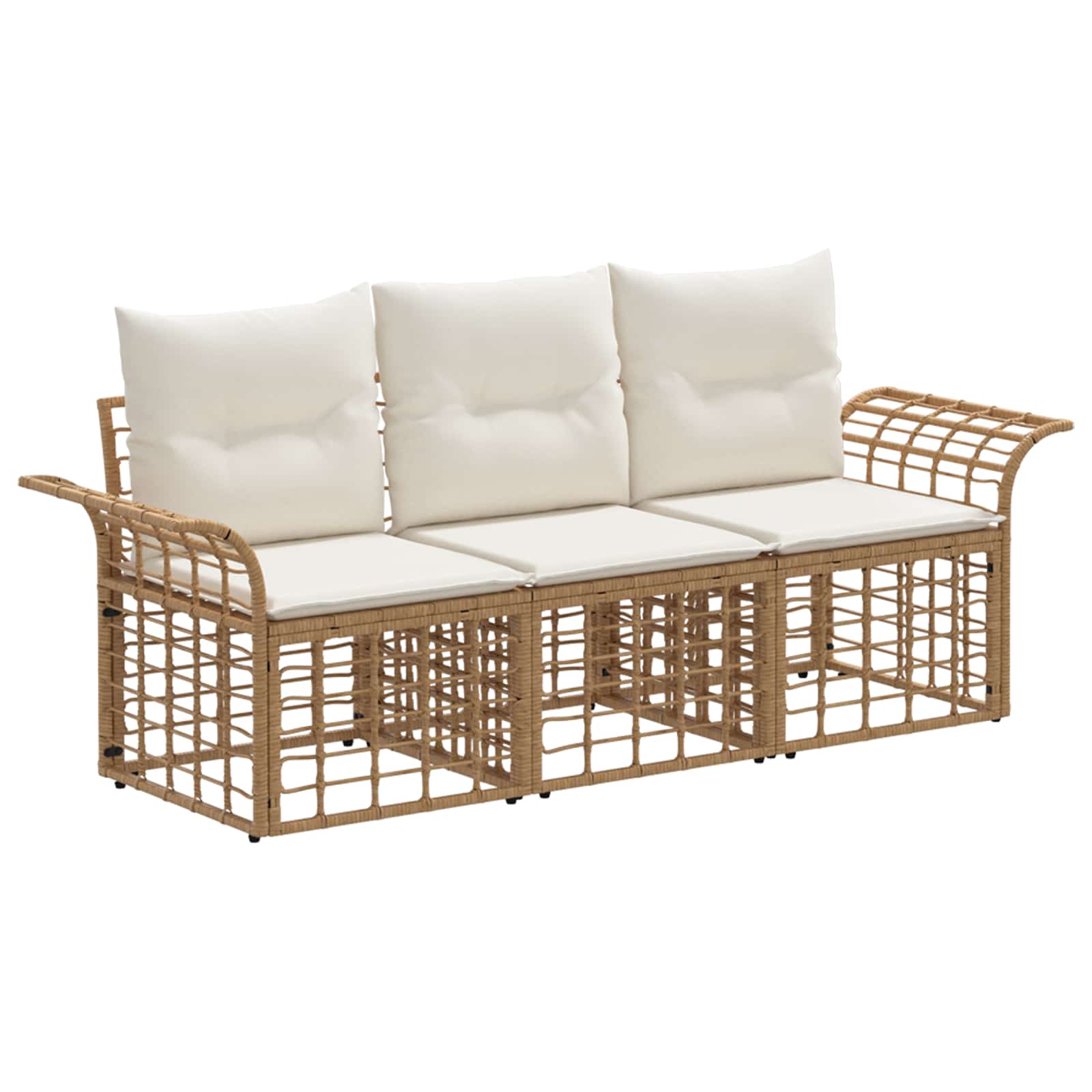 Maison Exclusive - Outdoor-sofagarnitur 3 Stk. Natürlich Und Crem